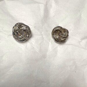 VINTAGE Love Knot Stud Earrings (1/10 ct. t.w.) in Sterling Silver